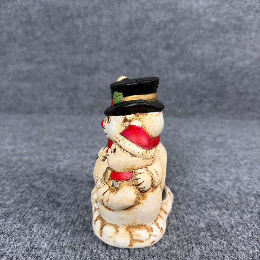 Vintage Snowman Candle Holder Porcelain Winter Tea Light German Christmas Decor - Picture 3 of 12
